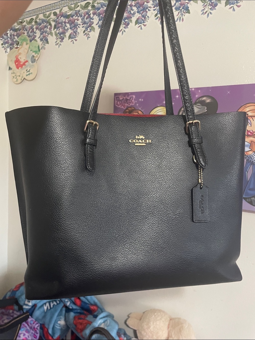 Coach Black Pebbled Leather Tote with Gold Hardware L2376-1671